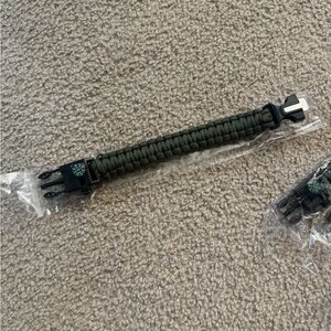 Men's Green Paracord Survival Bracelet with Compass (pack of 3)